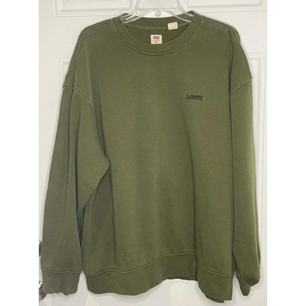 Levi's Crewneck Sweatshirt Men's 2XL XXL Olive Green Relaxed Fit Casual